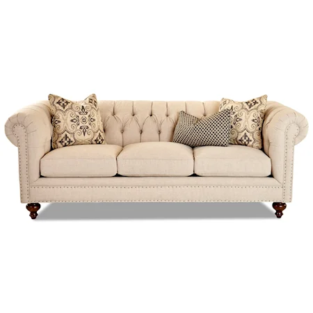 Traditional Chesterfield Sofa with Tack Nails